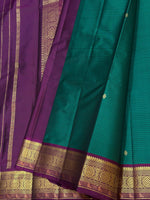 Load image into Gallery viewer, Classic Teal Green &amp; Purple Traditional Butta Kanchipuram Handloom Silk Saree SS26596

