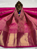 Load image into Gallery viewer, Classic Ruby Pink 2gm Zari Bridal Elegance Kanchipuram Handloom Silk Saree SS28199

