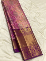 Load image into Gallery viewer, Classic Onion Pink &amp; Vadamalli 2gm Zari Tissue Brocade Bridal Elegance Kanchipuram Handloom Silk Saree SS27095
