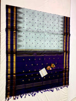 Load image into Gallery viewer, Classic Ice Blue &amp; Navy Blue Korvai Temple Border Elegance Kanchipuram Handloom Silk Saree SS27996
