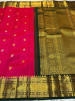 Load image into Gallery viewer, Classic Dark Pink &amp; Green 2gm Zari Elegance Kanchipuram Handloom Silk Saree SS23791
