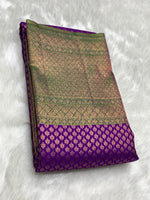 Load image into Gallery viewer, Classic Purple Violet &amp; Green 2gm Zari Elegance Kanchipuram Handloom Silk Saree SS25438
