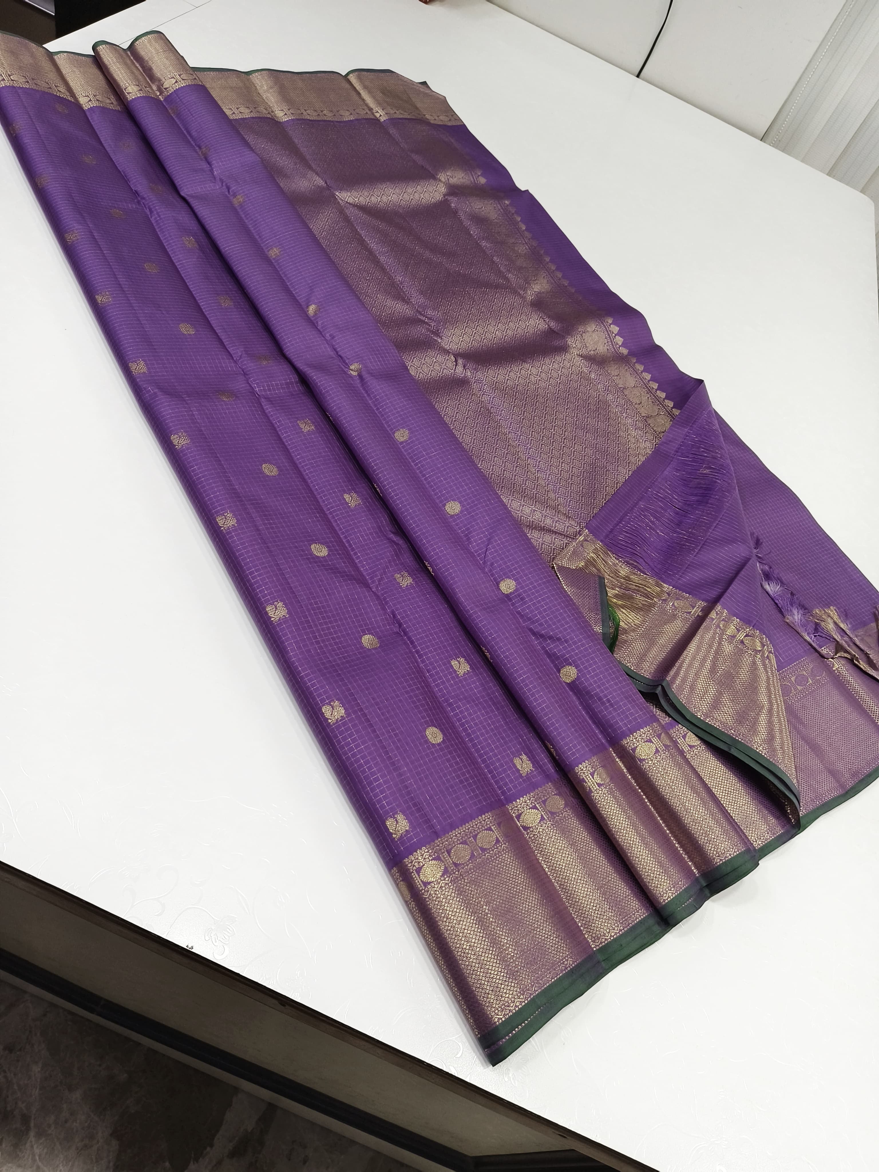 Classic Lavender 2gm Zari Elegance Kanchipuram Handloom Silk Saree SS24314