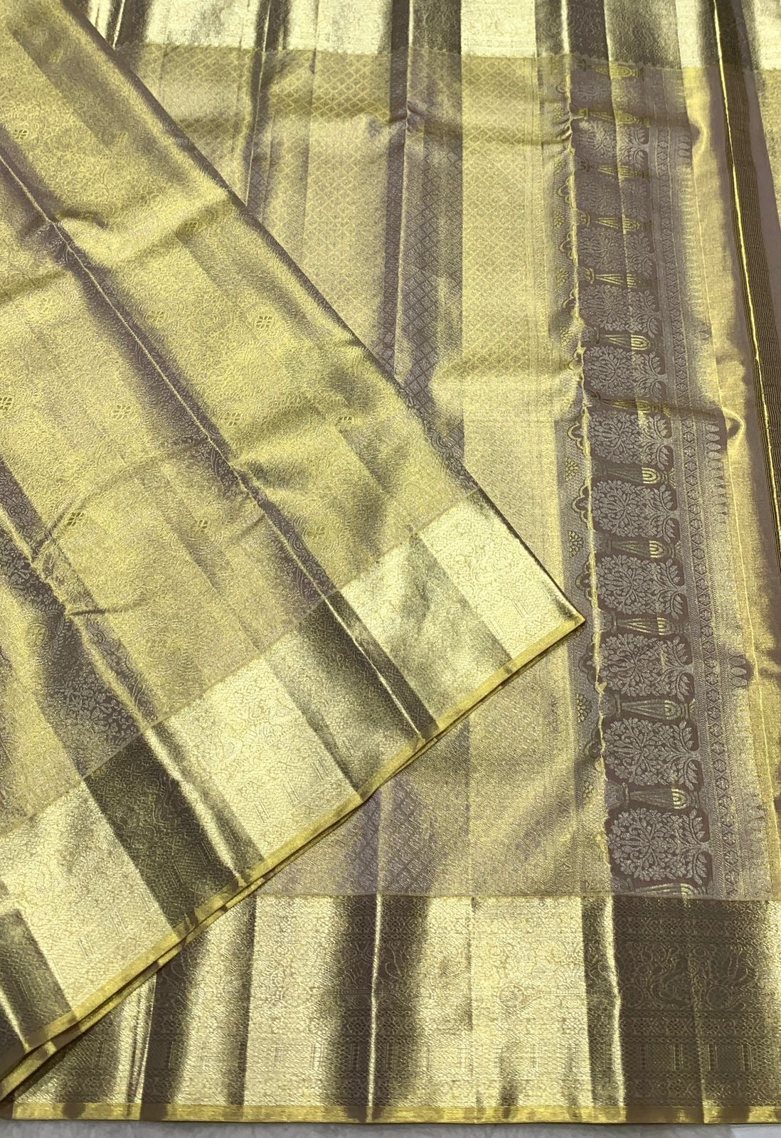 Pastel Olive Green 2gm Zari Bridal Elegance Kanchipuram Handloom Silk Saree SS25282