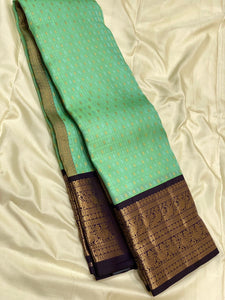 Classic Sea Green & Aubergine Elegance Kanchipuram Silk Saree SS24213