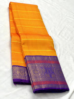 Load image into Gallery viewer, Classic Orange &amp; Purple 2gm Zari Elegance Kanchipuram Handloom Silk Saree SS25251

