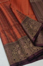 Load image into Gallery viewer, Classic Burnt Orange &amp; Coffee Brown Handloom Soft Silk Saree SS27669
