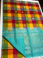 Load image into Gallery viewer, Classic Red Green &amp; Yellow Double Warp Elegance Handloom Soft Silk Saree SS28457
