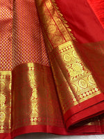 Load image into Gallery viewer, Classic Dark Orange Red 2gm Zari Bridal Elegance Kanchipuram Handloom Silk Saree SS26494
