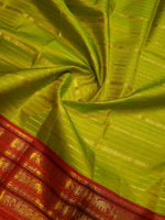 Load image into Gallery viewer, Classic Spring Green &amp; Brick Orange Red 2gm Zari Elegance Kanchipuram Handloom Silk Saree SS27953
