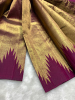 Load image into Gallery viewer, Classic Gold &amp; Wine Red Temple 2gm Zari Kanchipuram Handloom Silk Saree SS25980
