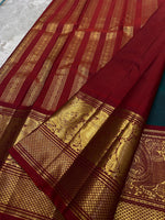Load image into Gallery viewer, Classic Aegan Blue &amp; Crimson Red Kanchipuram Handloom Silk Saree SS26835
