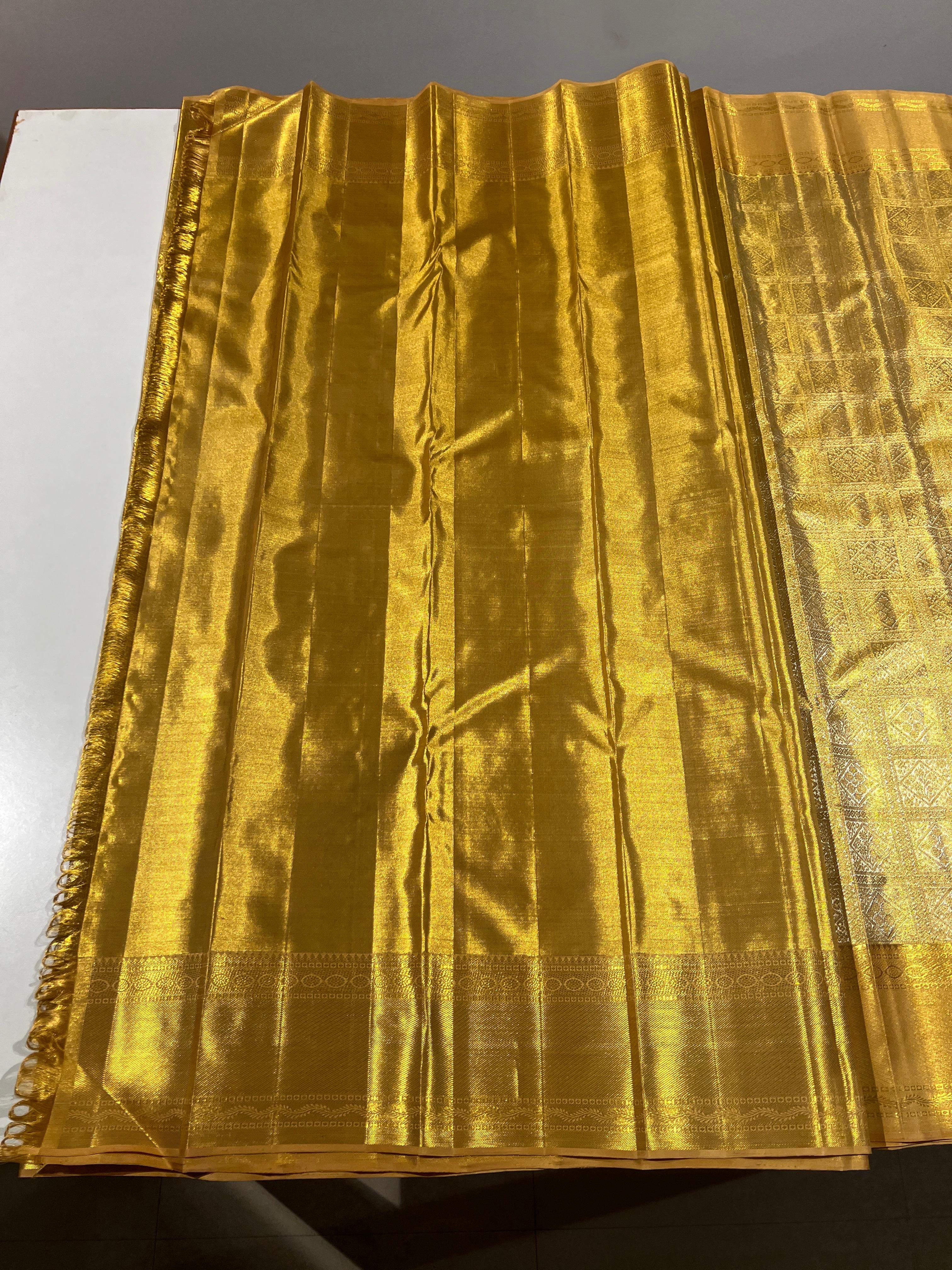Classic Gold & Silver 1gm Zari Bridal Elegance Kanchipuram Handloom Silk Saree SS25952
