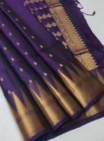 Load image into Gallery viewer, Classic Violet Elegance Handloom Soft Silk Saree SS24762
