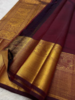 Load image into Gallery viewer, Classic Sangria Maroon Bridal Elegance Kanchipuram Handloom Silk Saree SS23609
