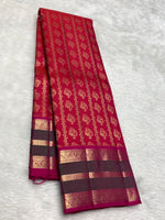 Load image into Gallery viewer, Classic Crimson Pink Red 2gm Zari Elegance Kanchipuram Handloom Silk Saree SS27350
