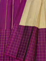 Load image into Gallery viewer, Classic Cream Grape Wine &amp; Green 2gm Zari Elegance Kanchipuram Handloom Silk Saree SS27360
