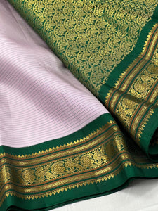Pastel Lilac & Dark Green 2gm Zari Kanchipuram Handloom Silk Saree SS26015