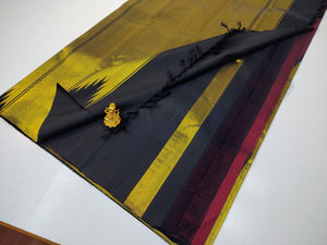 Classic Gold & Maroon Rising Border Kanchipuram Handloom Silk Saree SS26023