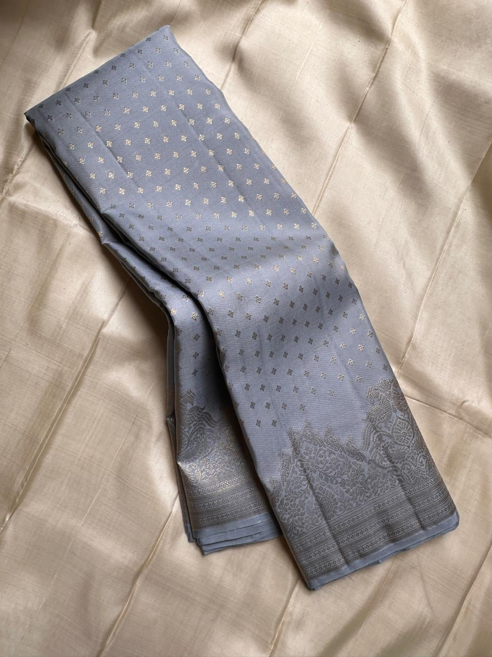 Classic Cool Blue Kanchipuram Handloom Silk Saree SS26219