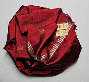 Classic Cherry Red Elegance Handloom Soft Silk Saree SS24149