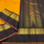 Load image into Gallery viewer, Classic Mango Yellow &amp; Black 2gm Zari Double Side Korvai Kanchipuram Handloom Silk Saree SS25934
