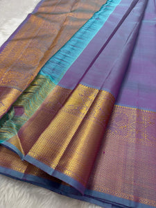 Classic Lavender Double Shaded 2gm Zari Bridal Elegance Kanchipuram Handloom Silk Saree SS23652