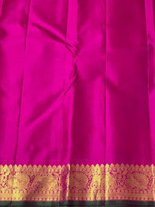 Classic Orange & Fuchsia Pink 2gm Zari Elegance Kanchipuram Silk Saree SS23874