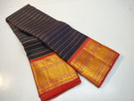 Load image into Gallery viewer, Classic Shadow Black &amp; Orange Elegance Kanchipuram Handloom Silk Saree SS27983
