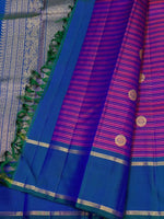 Load image into Gallery viewer, Classic Vadamalli &amp; Peacock Blue 2gm Zari Elegance Kanchipuram Handloom Silk Saree SS28563
