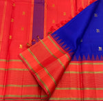 Load image into Gallery viewer, Classic Robin Blue &amp; Orange 1gm Zari Kanchipuram Handloom Silk Saree SS26894
