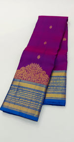 Load image into Gallery viewer, Classic Vadamalli &amp; Azure Blue Kanchipuram Handloom Silk Saree SS25927
