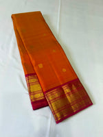 Load image into Gallery viewer, Classic Deep Orange &amp; Deep Pink 2gm Zari Elegance Kanchipuram Handloom Silk Saree SS27992
