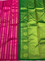 Load image into Gallery viewer, Classic Deep Pink &amp; Green 2gm Zari Kanchipuram Handloom Silk Saree SS25850
