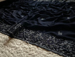 Load image into Gallery viewer, Classic Charcoal Black Elegance Chinnon Crepe Chiffon Silk Saree SS25399
