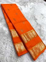 Load image into Gallery viewer, Classic Pumpkin Orange Elegance Kanchipuram Handloom Silk Saree SS27248
