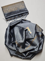 Load image into Gallery viewer, Metallic Grey Elegance Handloom Kanchipuram Soft Silk Saree SS22475
