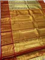 Load image into Gallery viewer, Classic Gold &amp; Chilli Red Brocade Tissue Bridal Elegance Kanchipuram Handloom Silk Saree SS26571
