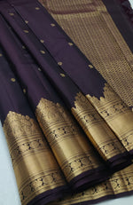 Load image into Gallery viewer, Classic Aubergine Elegance Handloom Soft Silk Saree SS26492
