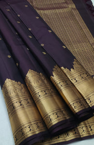 Classic Aubergine Elegance Handloom Soft Silk Saree SS26492
