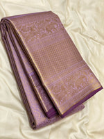 Load image into Gallery viewer, Shimmer Lavender Mauve Brocade 2gm Zari Bridal Elegance Kanchipuram Handloom Silk Saree SS24377
