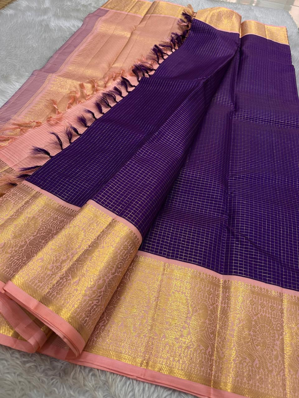 Classic Vadamalli & Rose Kanchipuram Handloom Silk Saree SS26025