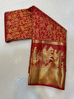 Load image into Gallery viewer, Classic Crimson Red Bridal Elegance Kanchipuram Handloom Silk Saree SS26637
