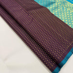 Load image into Gallery viewer, Classic Dark Plum &amp; Sky Blue Elegance Kanchipuram Handloom Silk Saree SS24846
