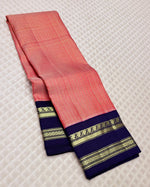 Load image into Gallery viewer, Classic Rose &amp; Navy Blue 2gm Zari Kanchipuram Handloom Silk Saree SS26194
