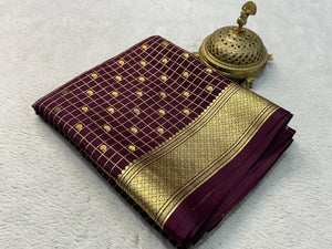 Classic Berry Plum Elegance Mysore Silk Saree SS24639