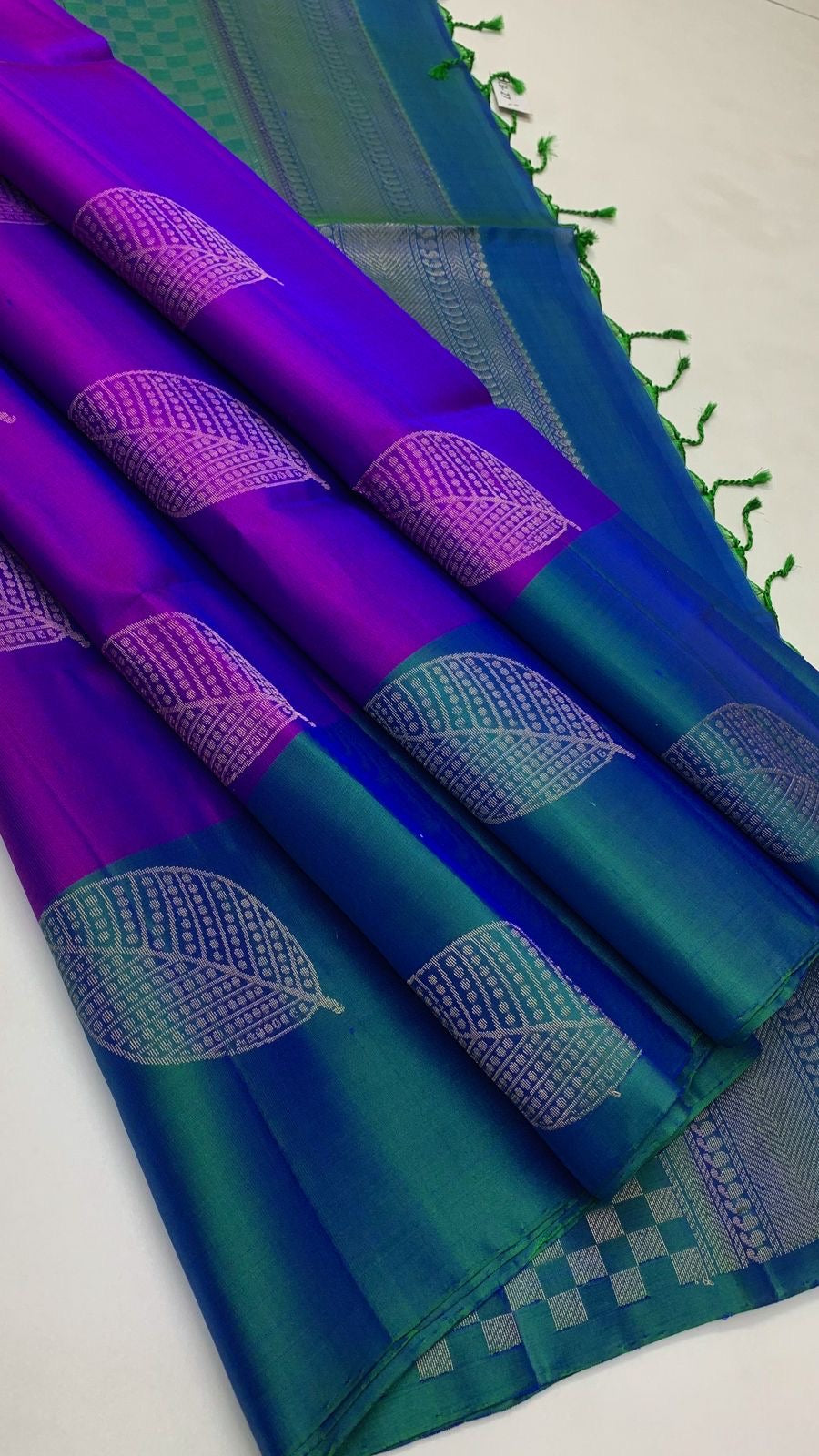 Clasic Purple & Peacock Green Elegance Handloom Soft Silk Saree SS24432