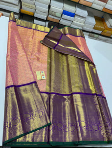 Classic Rose & Purple Bridal Elegance Kanchipuram Handloom Silk Saree SS23710