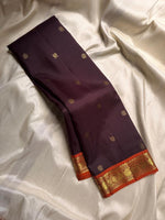 Load image into Gallery viewer, Classic Aubergine &amp; Burnt Orange Elegance Kanchipuram Handloom Silk Saree SS25388
