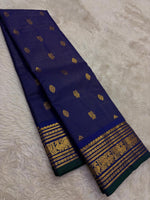 Load image into Gallery viewer, Classic Royal Blue Elegance Kanchipuram Handloom Silk Saree SS27598
